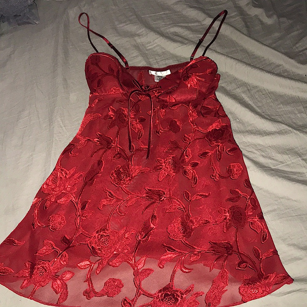 Red floral nightgown